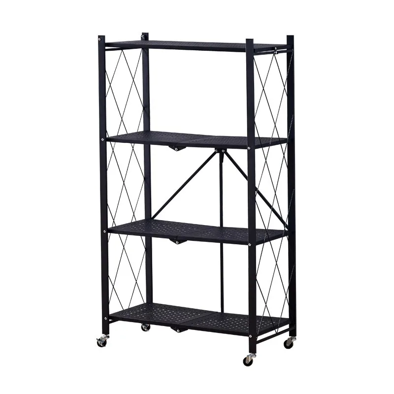 

Foldable Warehous Storage Holders Metal Microwave Oven Shelf Stand Kitchen Appliances folding Storage Rack Cabinet
