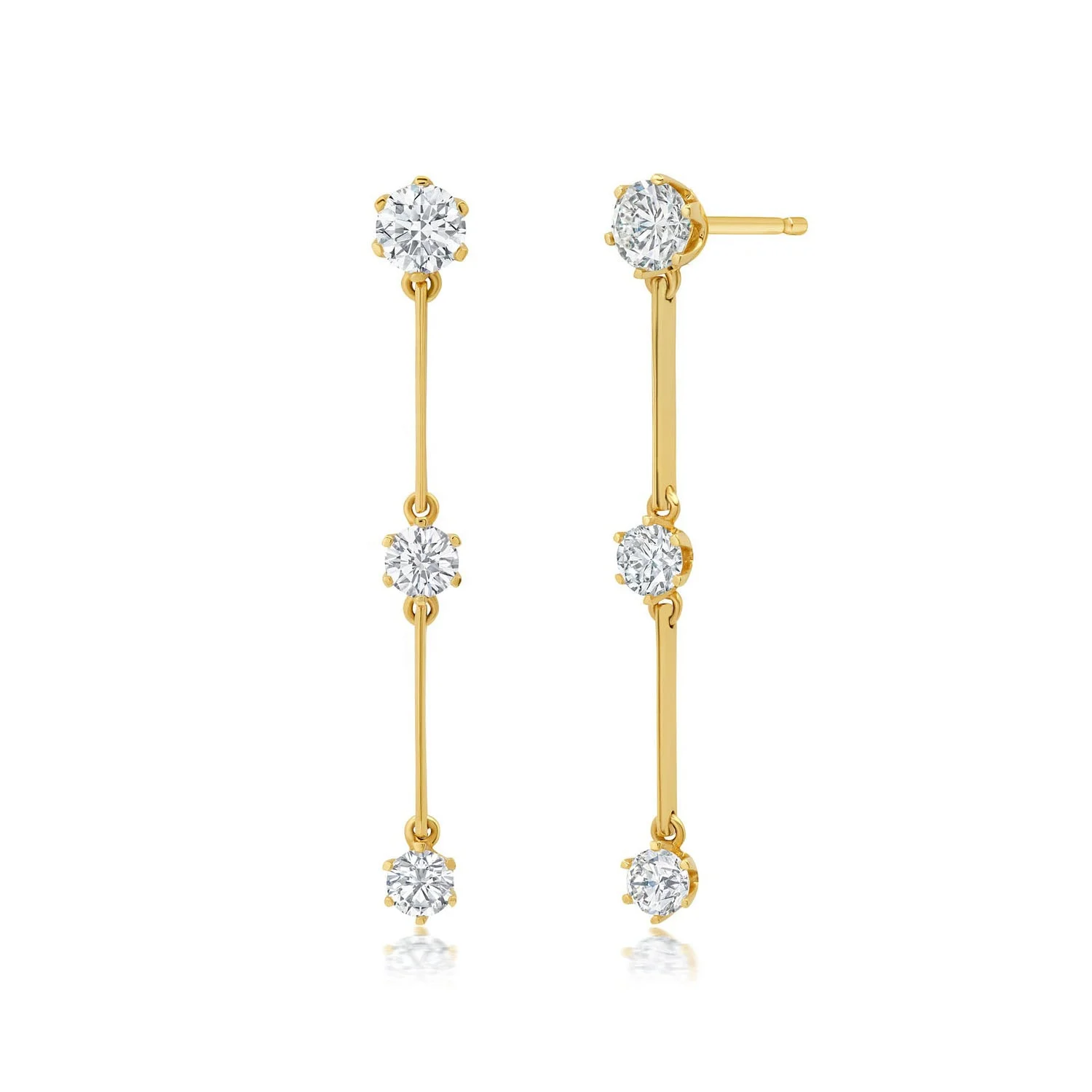 

LOZRUNVE Hot French Design Fashion Long Triple Zirconia Drop Earrings Gold Filled Jewelry
