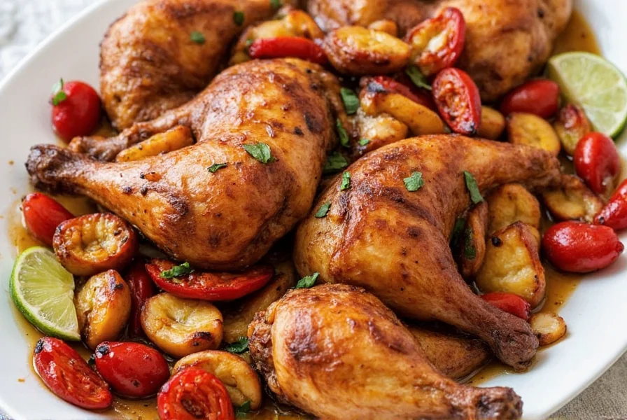 Cuban roasted chicken on a platter