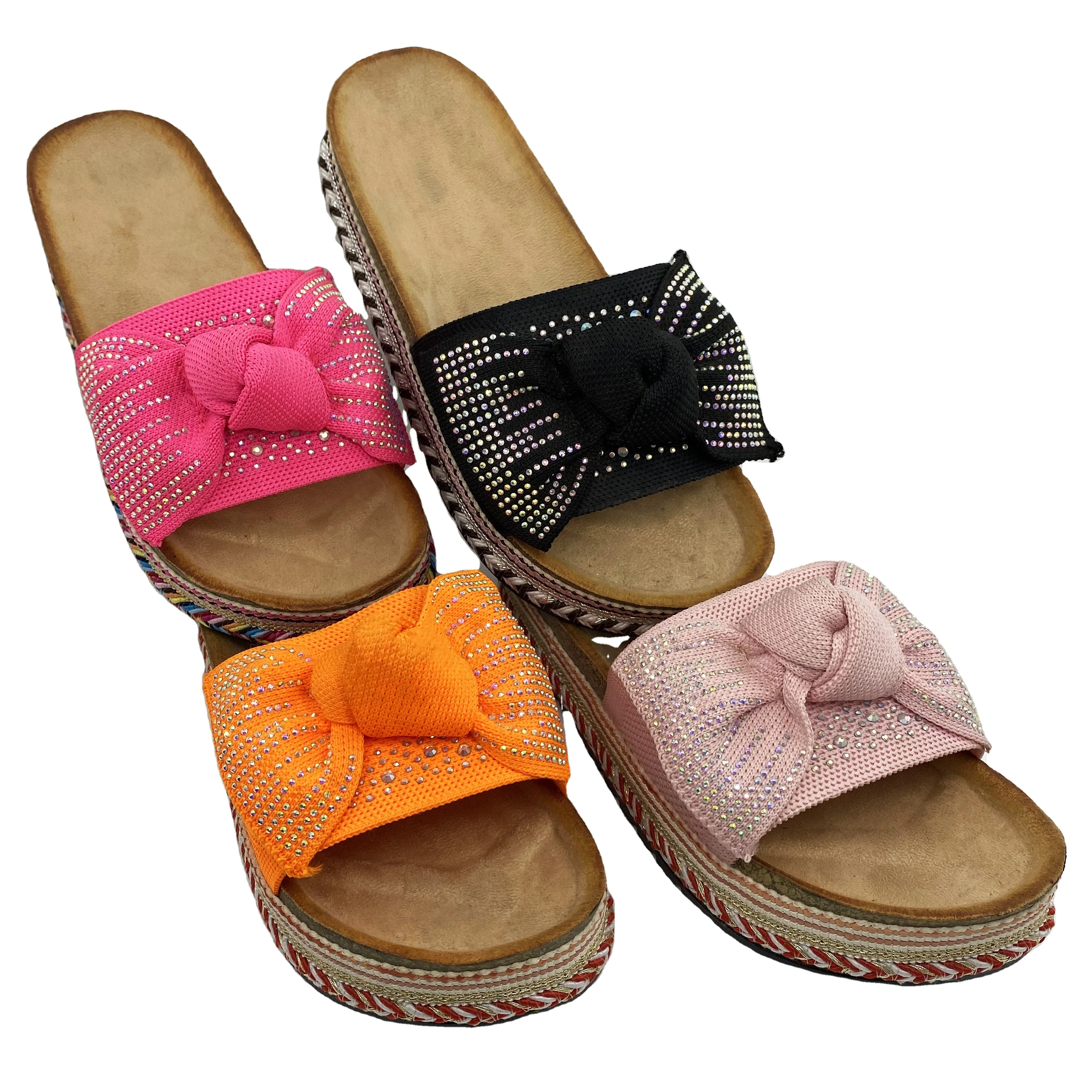 

Wholesale New Design Bowknot PVC Cork Shoes Summer Outdoor Women Slippers, Customized color