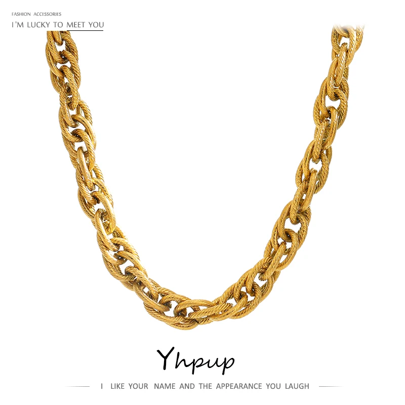 

JINYOU 1059 Stainless Steel Cuban Chain Link 18K Gold Plated Waterproof Collar Necklace Bracelet Jewelry Set 2022 for Women