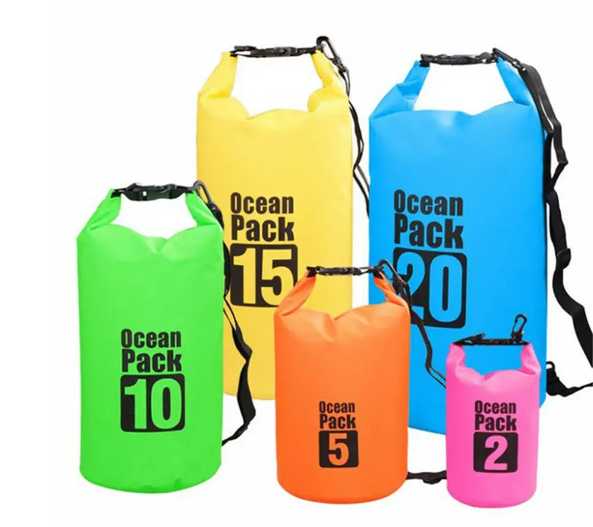 

Amazon Hot Sale 2L 5L 10L 15L 20L 30L PVC Sack Floating Boating Ocean Pack Waterproof Dry Bag Backpack Swim Drybag, Red yellow black orange blue