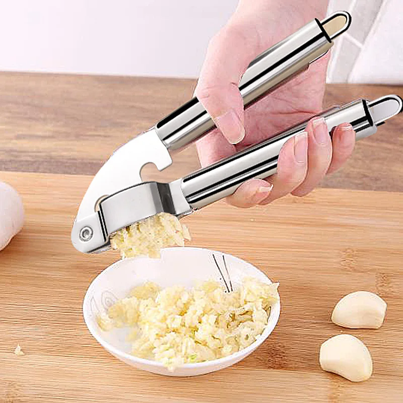 

Stainless Steel Garlic Press Crusher Kitchen Vegetable Garlic Squeezer, Silver color