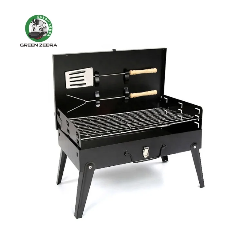 

3-5 People Picnic Suitcase Small Portable Foldable Box BBQ Charcoal Camp Barbeque Outdoor Grill with Accessories Set