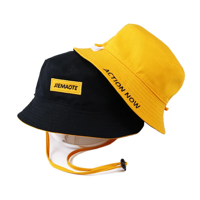 yellow bucket hat with string