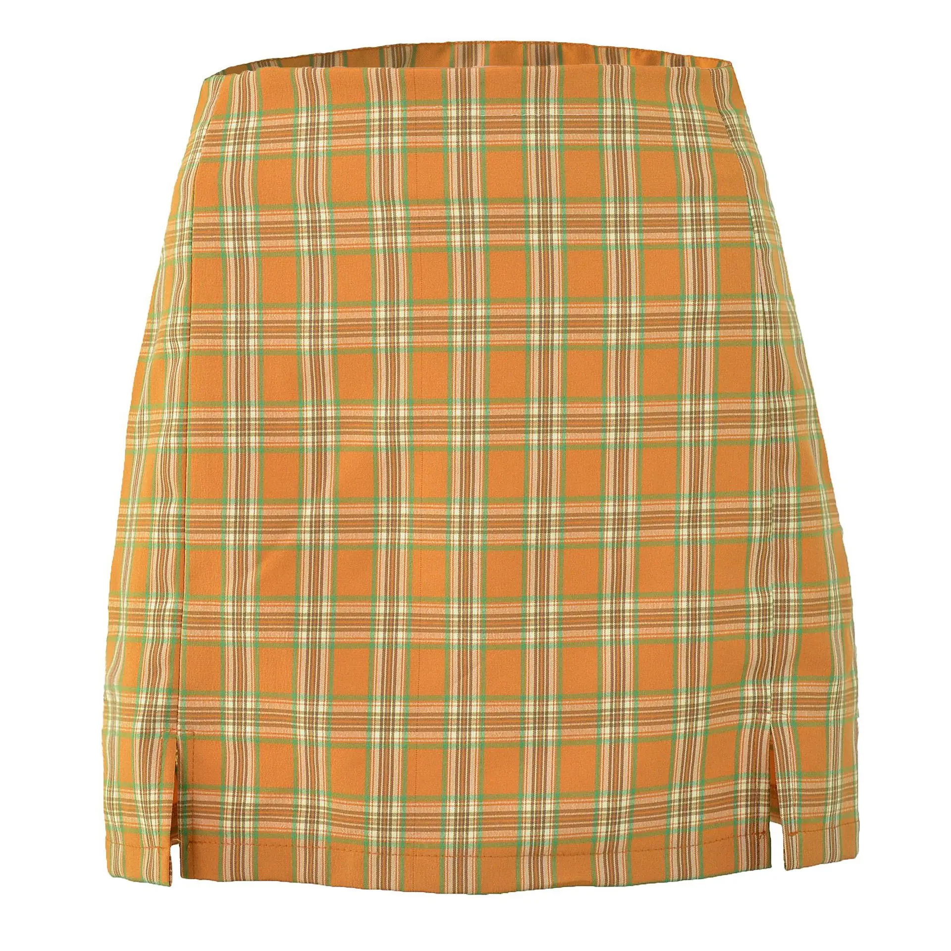 

High Waist Plaid Skirt All-match Bag Hip Skirt European and American Slit Women's Skirt