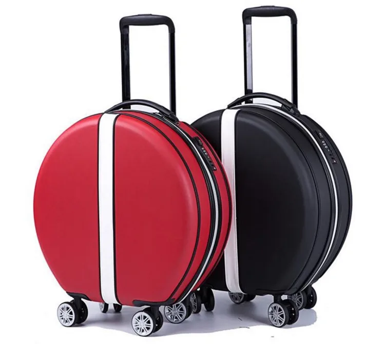 

Ins Hot Popular ABS+PC  Round Red Black Cute Fashion Lady Trolley Travel Luggage Bag Girl Cosmetic Make Up Handbag TSA Lock, Red/black/customize