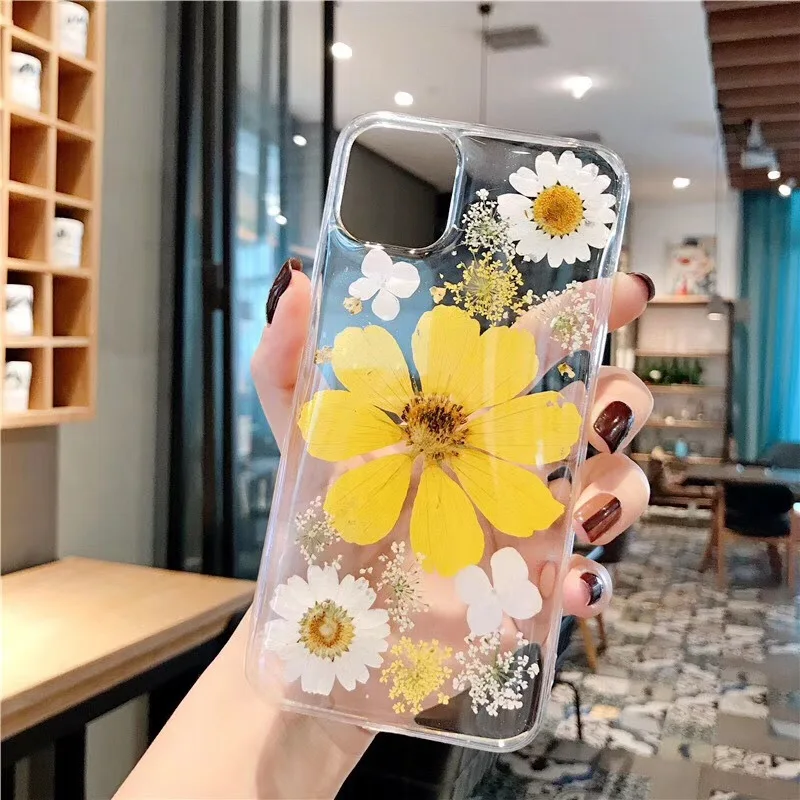 

Dried Real Flower Handmade Clear Pressed Phone Case for iPhone 11 pro, 2 colors