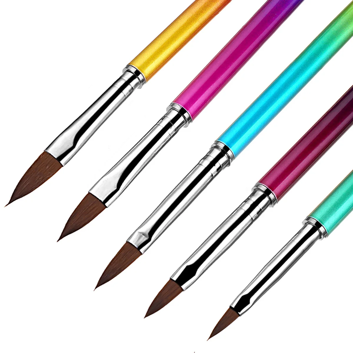 

5PCS luxury Nail double point drill pen pull wire crystal pen 5 metal gradient color pen