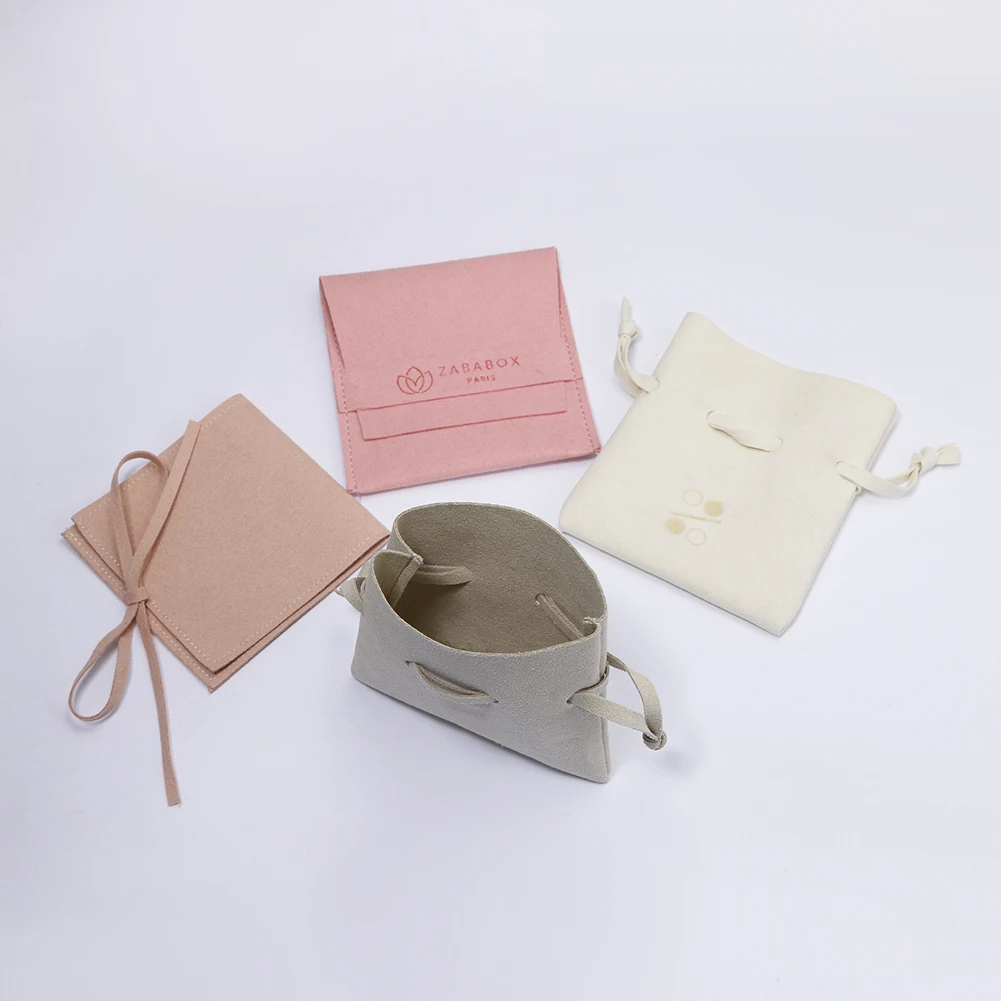 Custom Logo Luxury Jewelry Pouch Box Packaging Microfiber Envelope Flap Package Pouch, Multiple colors