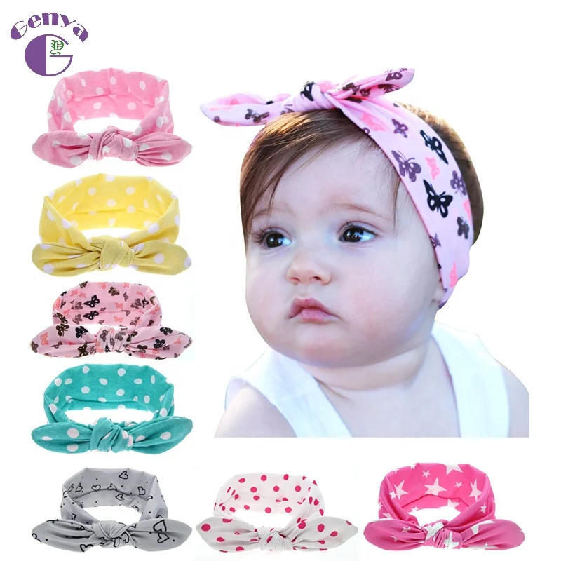 

GENYA Baby Nylon Headbands Geometry Headwear Bunny Ears Bow Hair Bands Baby Printed Star Headband Kid Hair Accessories 1