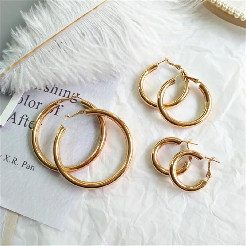 

HOVANCI Personalized 18K Gold Siver Plated Big Round Circle Hoop Earrings for Women