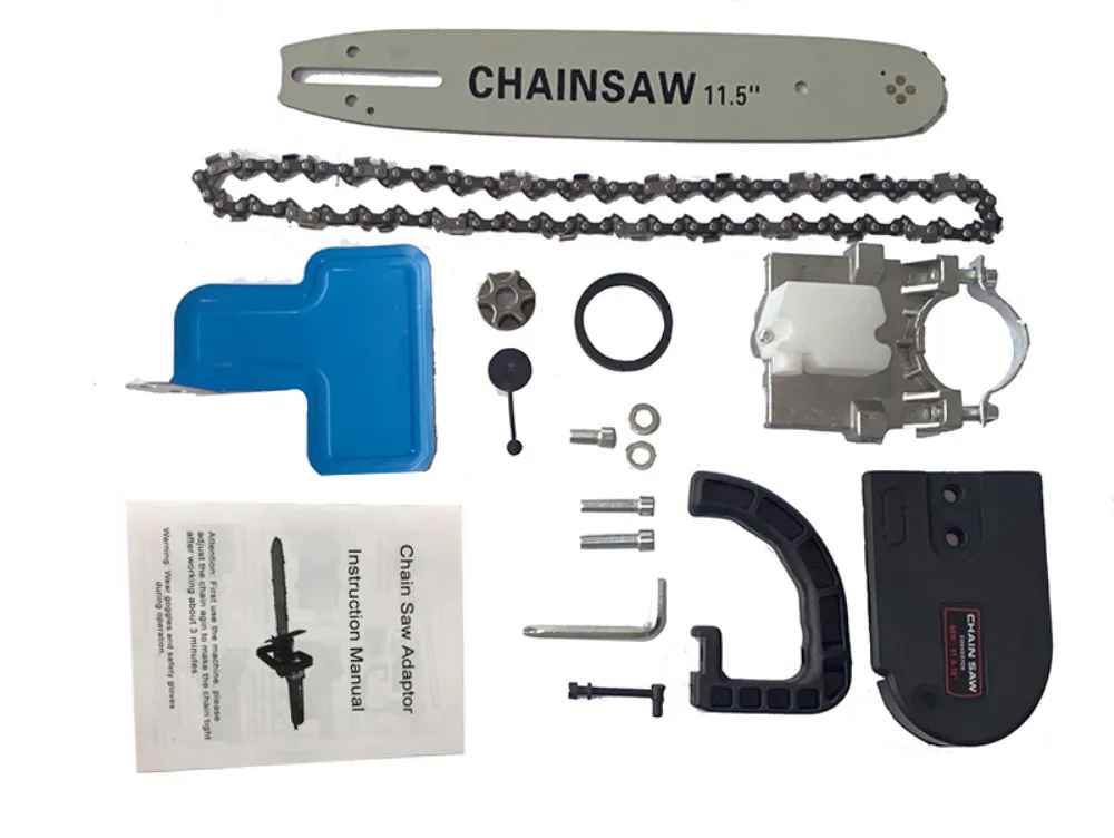 Electric Angle Grinder Chainsaw Adapter 11.5" Chain And Bar