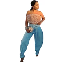 

2019 best design high waist Hip hop pants women tapered jeans pants