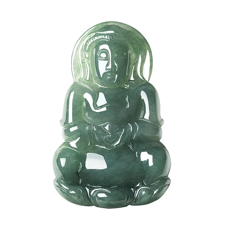 

Certified Grade A Natural Burmese Jadeite Oil Green Small Guanyin Buddha Pendant Ice Kind Pendant Jewelry Myanmar Wholesale