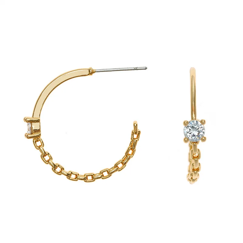 

Bohemian Women Stud Earrings Gold Colored Open C Vintage Wild Zircon Earrings