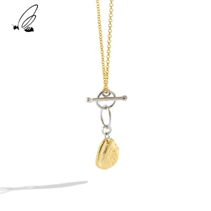 

925 Sterling Silver Jewellery Necklace Elegant Gold Initial Toggle Necklaces For Women