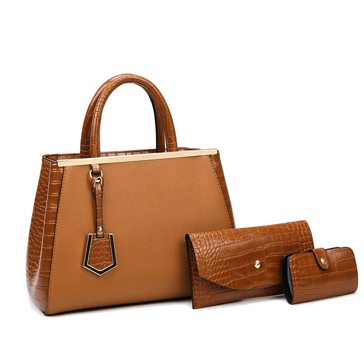 

EG625 Latest big women hand bag 2022 new korean pu leather 3 in 1 handbag set for ladies