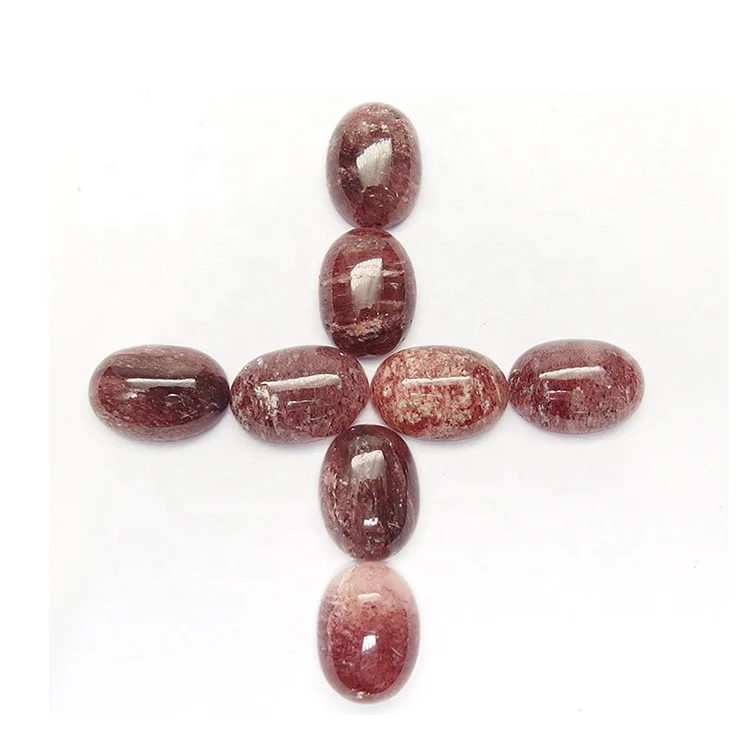 

Natural oval loose gemstone cabochon strawberry quartz