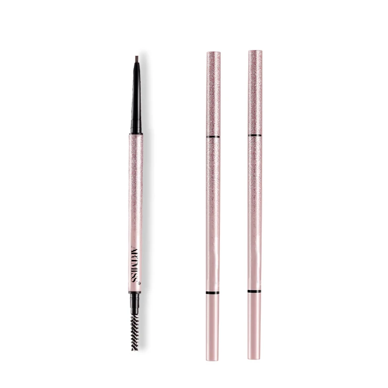 

New Eye Makeup Double Head Brow Pencil Brow Brush Automatic 3 Colors Natural Waterproof Private Label Slim Pink Eyebrow Pencil