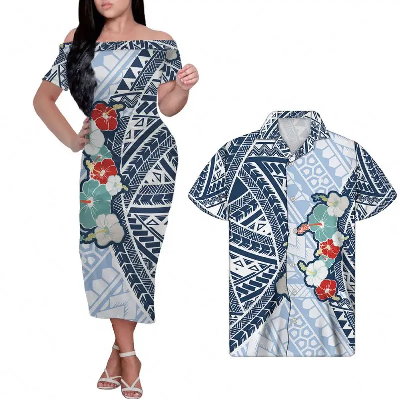 

Hawaii Hibiscus Polynesian Circle Style Plus Size Dresses Women Elegant Ladies Maxi Custom BodyconDress Sexy Beach Long Dress, Customized color