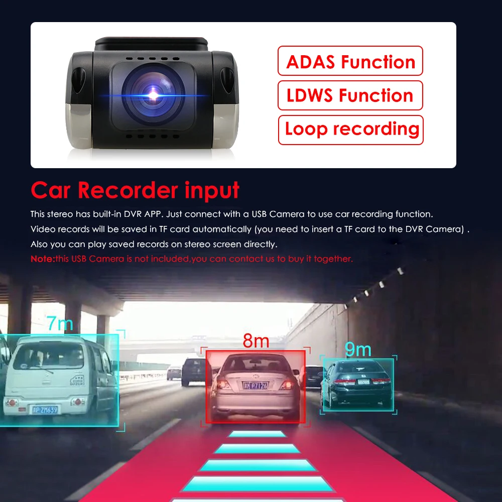 USB Car DVR Camera For Android Multimedia Player ADAS Function