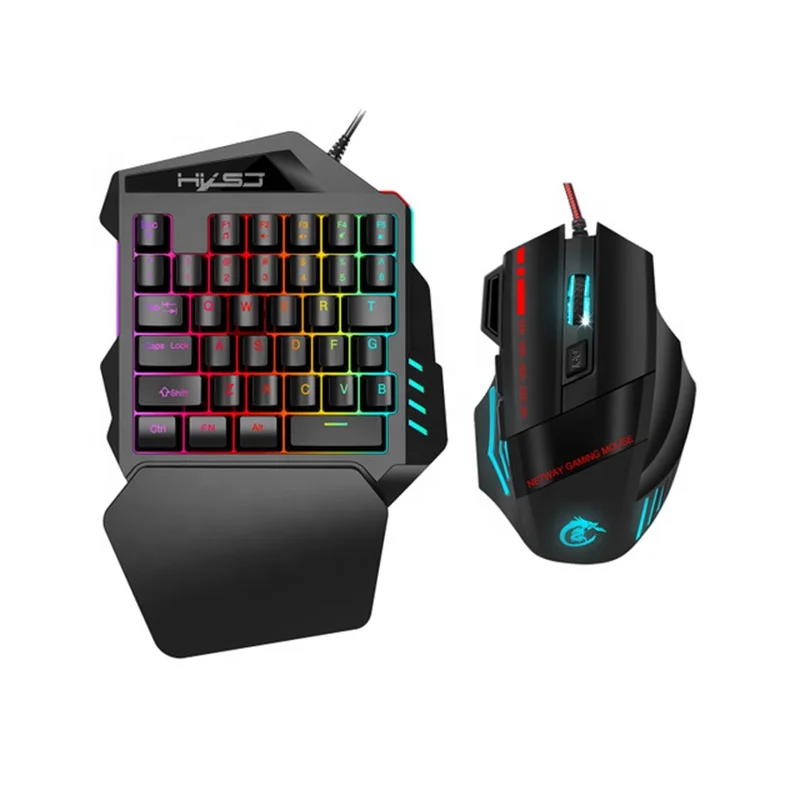 

[Set with A907 Mouse] V100 Multi-color Backlight Single-handed Game One-hand Keyboard Laptop Game Controller for PUBG Keyboard