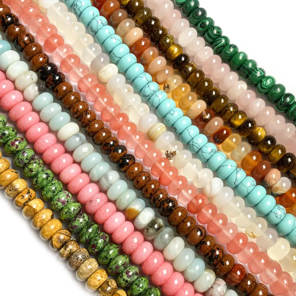 

5x8mm Natural Gemstone Rondelle Spacer Lo0se Beads Strand 15.5" for Jewelry Bracelets Earring Necklace Handcraft Making