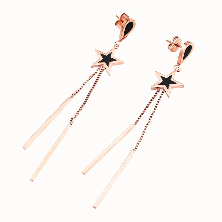 

Fashionable Stainless Steel Rose Gold Plated Water Drop Star Korean Lady Earrings