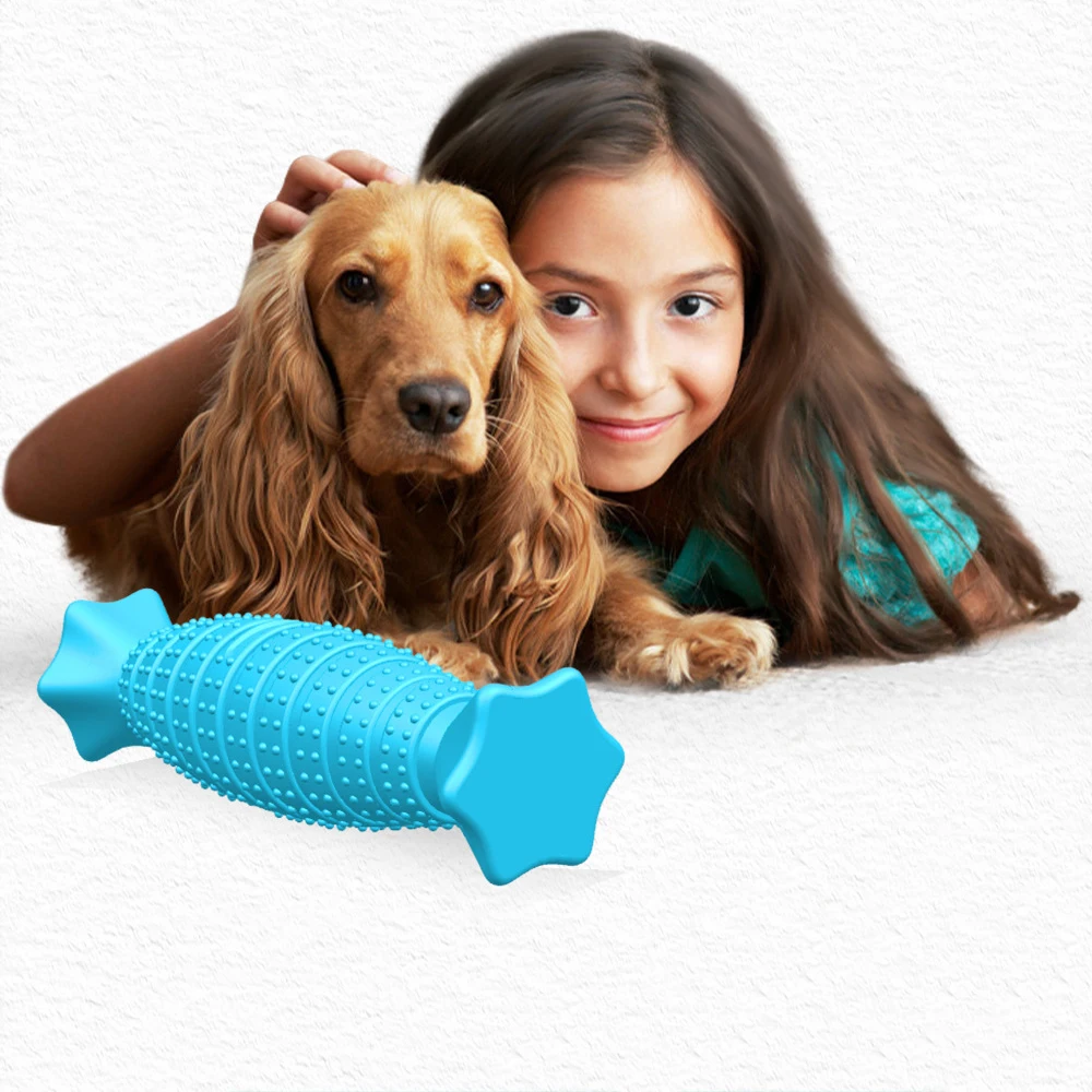 

Durable Rubber Sticks for Chewers Dogs Teeth Cleaning Candy Shape, Blue/yellow/pink