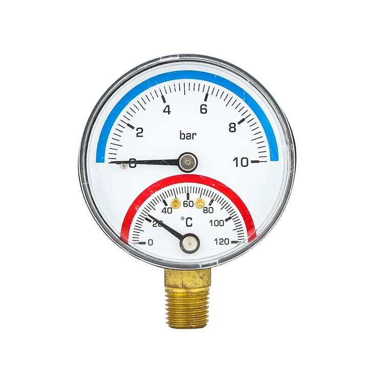 Gorący sprzedawanie dobrej jakości 53mm 2 w 1 bimetaliczny miernik ciśnienia termomanometru grzewczego kotła!