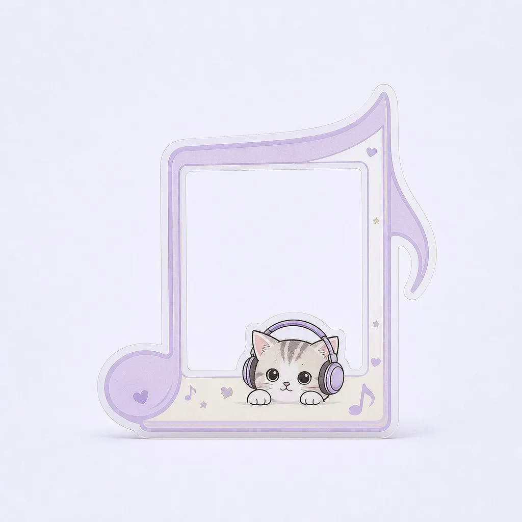 Musical Note Headphone Cat Transparent Card