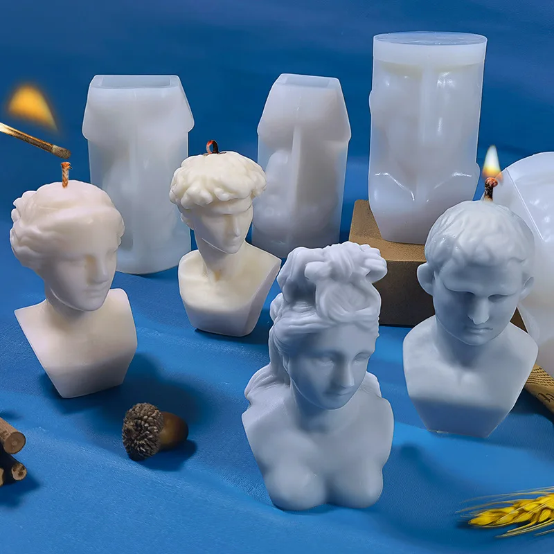 

B-1108 DIY cake candle mousse silicone mold Silicone Mold David Figure Head Portrait Greece Thinker Classical