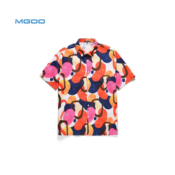 

MGOO custom-made fashion printed short sleeve men's hawaii shirt, Yellow