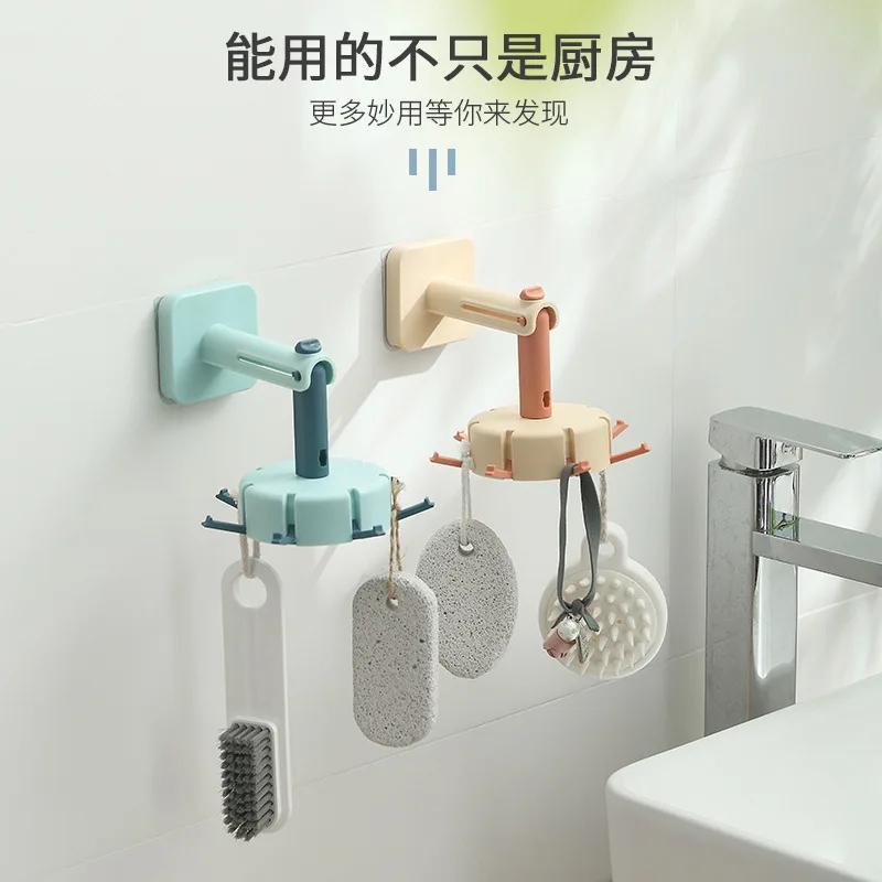 

Original rotary hook no-punch kitchen hook strong adhesive wall household wall hang creative stick hook, Colorful