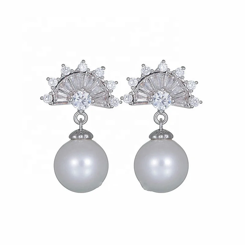 

10 MM Pearl Fashion Women Earring For Wedding Man-made Pearl Jewelry, White, gold, red