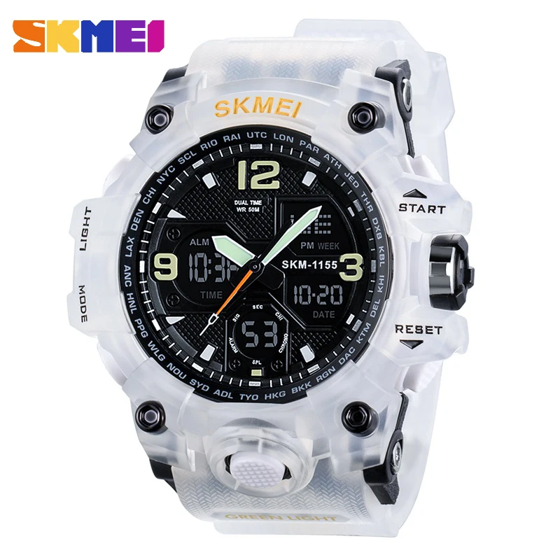 

SKMEI 1155B White Waterproof Military wristwatch Army Cowboy Men Sports Watches digital reloj