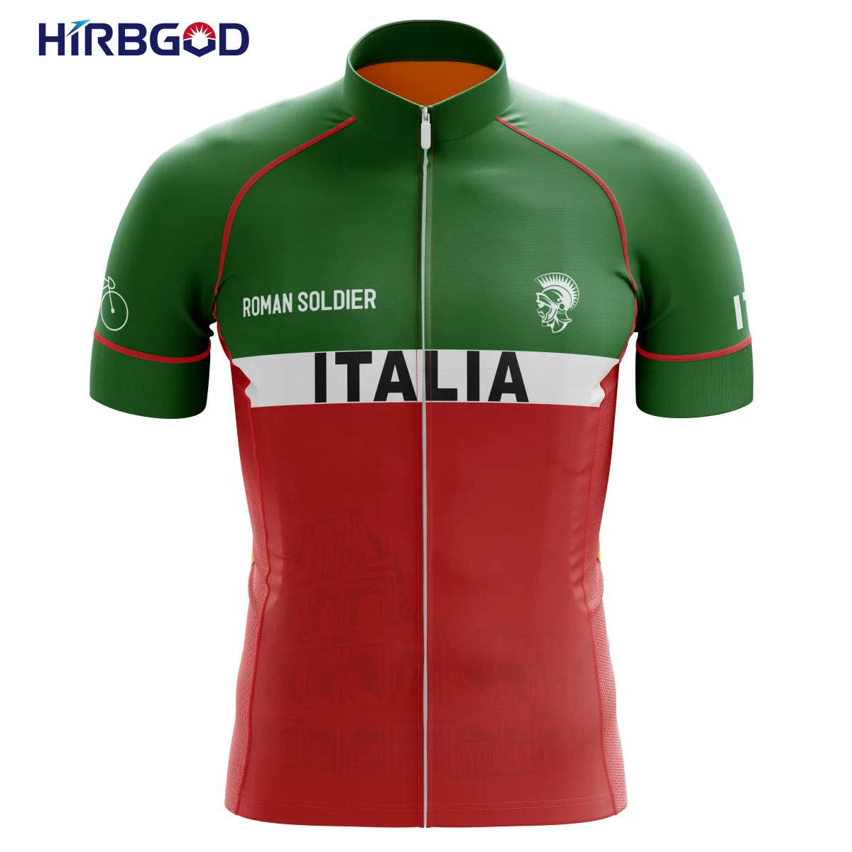 

HIRBGOD Roman Soldier Pattern Round Neck Breathable Polyester abbigliamento ciclismo Men's Bike Wear Cycling Clothes TYZ675-01, Green