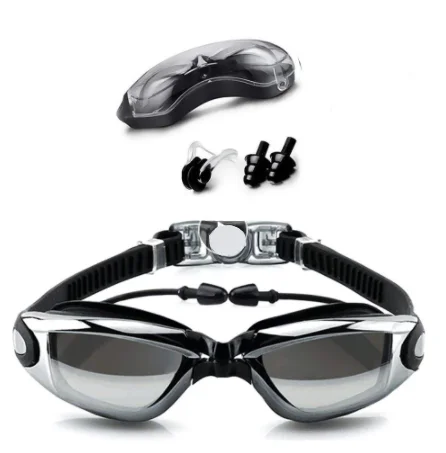 

2022 Best Goggles Swim Myopia Anti Fog Racing swimming kit earplugs Sports Glasses glasses, Black