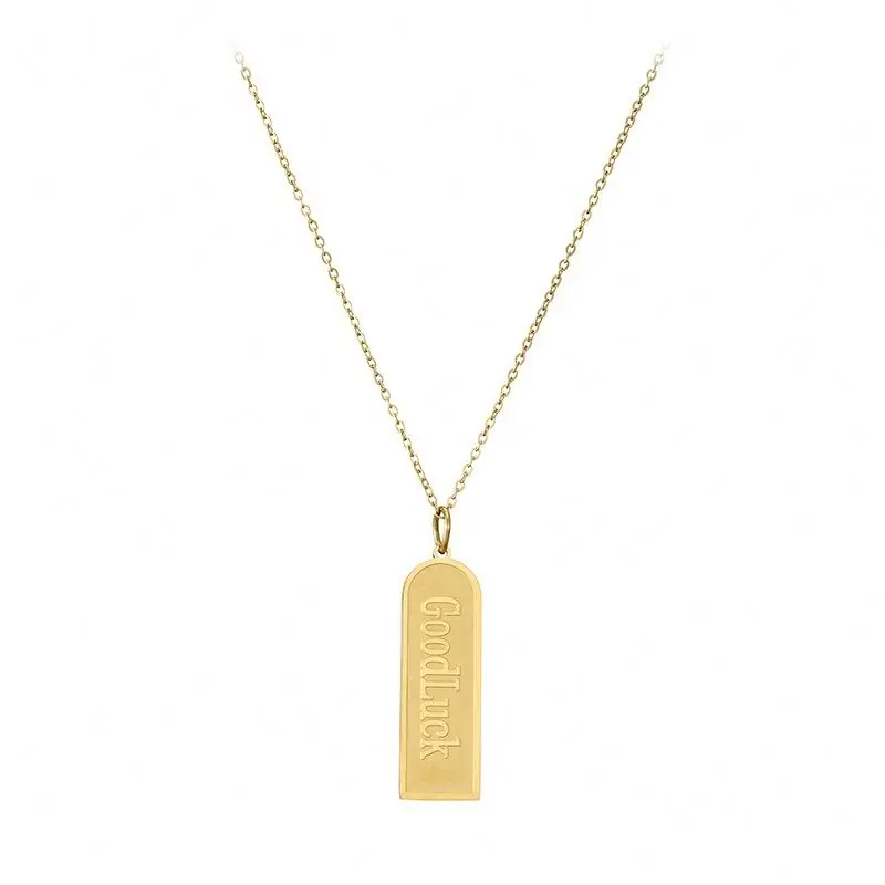 

Latest Fashion Minimalist Jewelry Stainless Steel Tag Good Luck Letter Necklace Gold Plated For Women