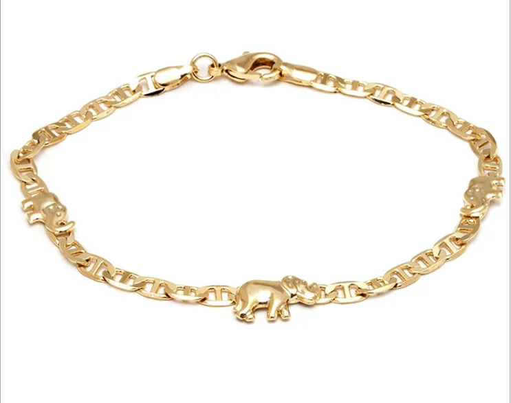 

A0202 18K Gold Plated Animals Engraved Fashion Baby Kids Cute Elephant Bracelets, Rose gold