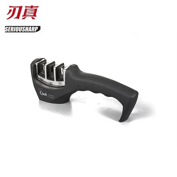 Fashional and practical design 3 stage knife sharpener black