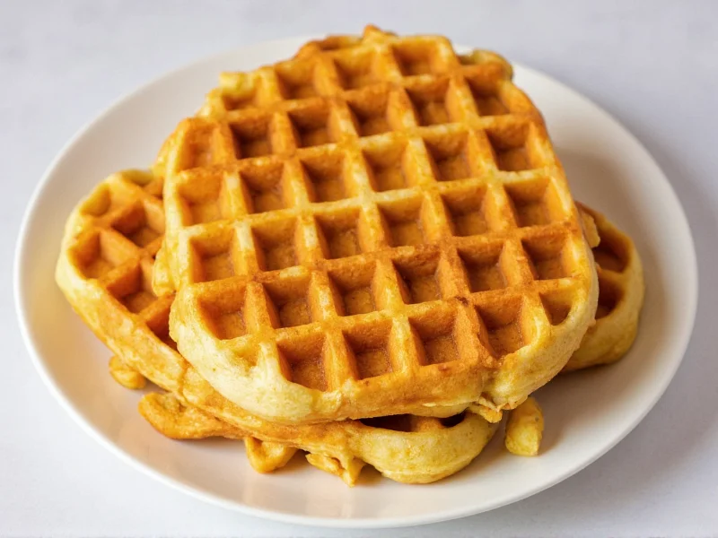 golden homemade waffles on plate