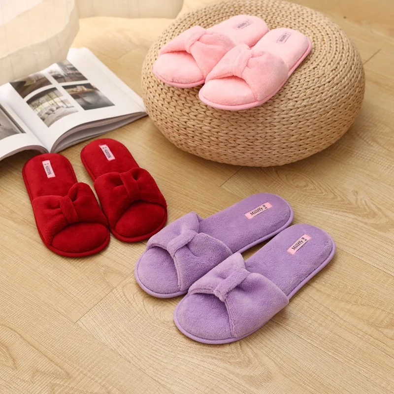 

Fashion Women Faux Fur Slides Cross Fuzzy Slippers For Women Winter House Slippers Open Toe Fuzzy House Slippers, As picture