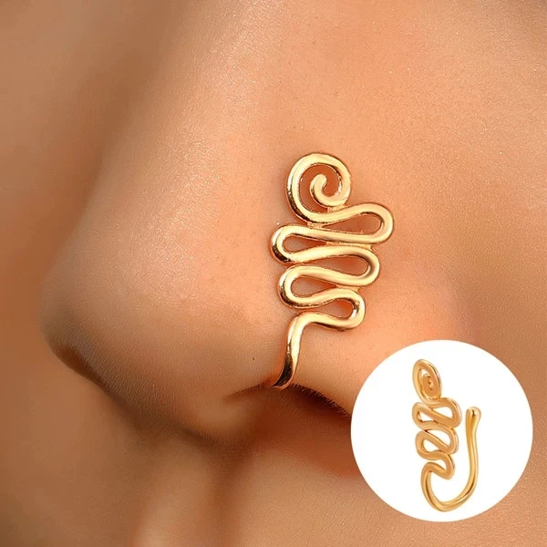 

FinetooNew Punk Hot Sale Perforation-Free Nose Ring Nose Nail African Style U-shaped Nose Clip Piercing Jewelry