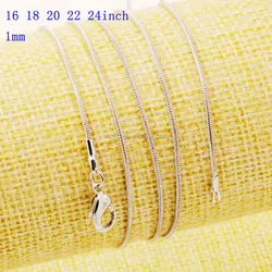 100PCS/lot 1mm snake chain steel color jewelry fin