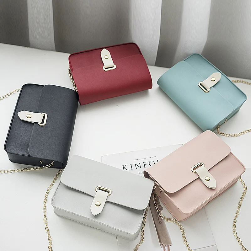 

2021 Simple Fashion Small Square Handbags for Women Pure Color Designer Bag Practical Mini Chain Shoulder Crossbody Purses, Picture