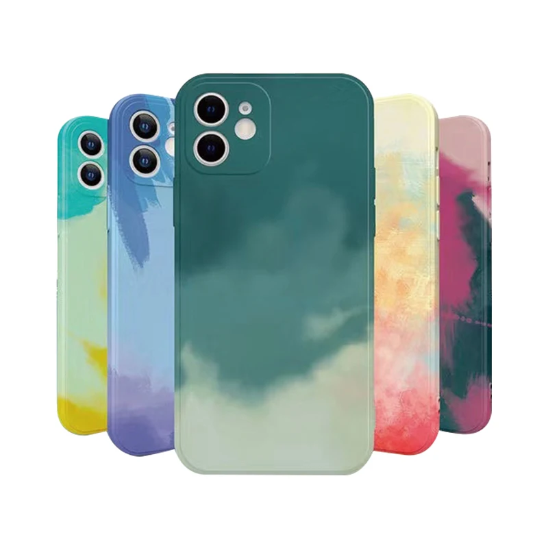 

Luxury Water Transfer Brand Silicone Colorful Designer Phone Cases For iPhones Custom Case Phone For iPhone 12 Mini 11 Pro Max, 6 colors designer phone cases for iphones