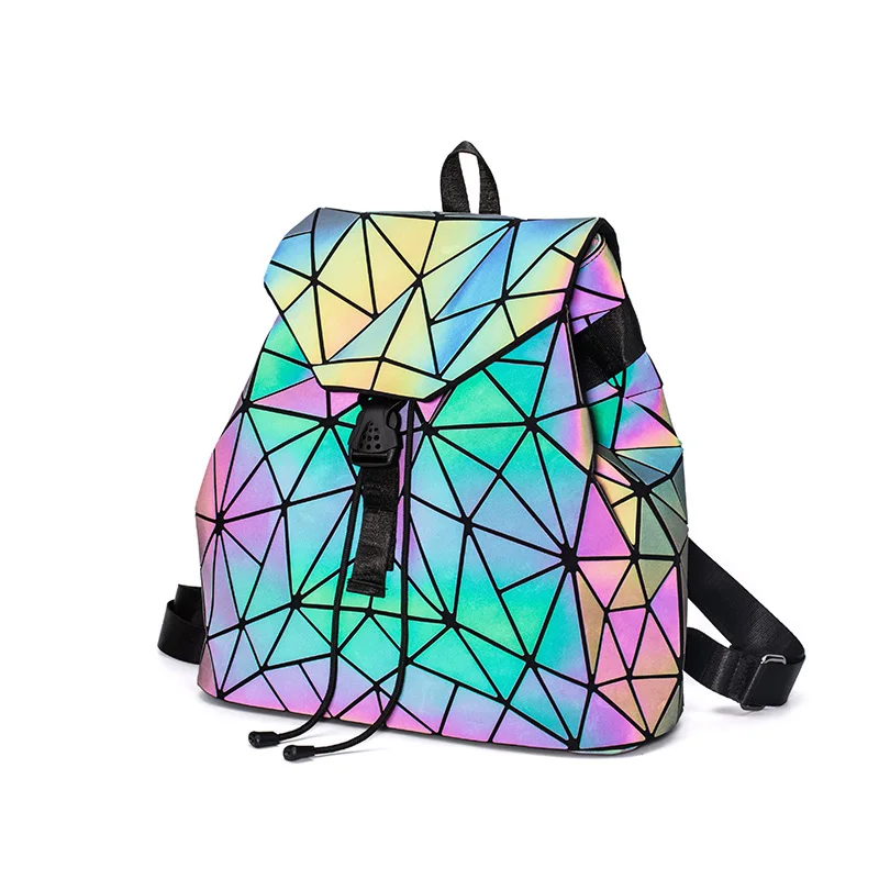 

DIOMO Women Backpack Luminous Geometric Sequin Bag Fashion Ladies Trending 2020 Drawstring Bag Holographic Back Pack