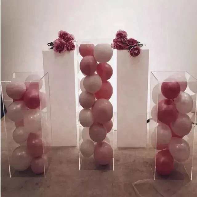 

Free shipping)Clear acrylic crystal Balloon Column stand Balloon Arch for Wedding Birthday Party Decorations sunyu2288, Gold/sliver mental